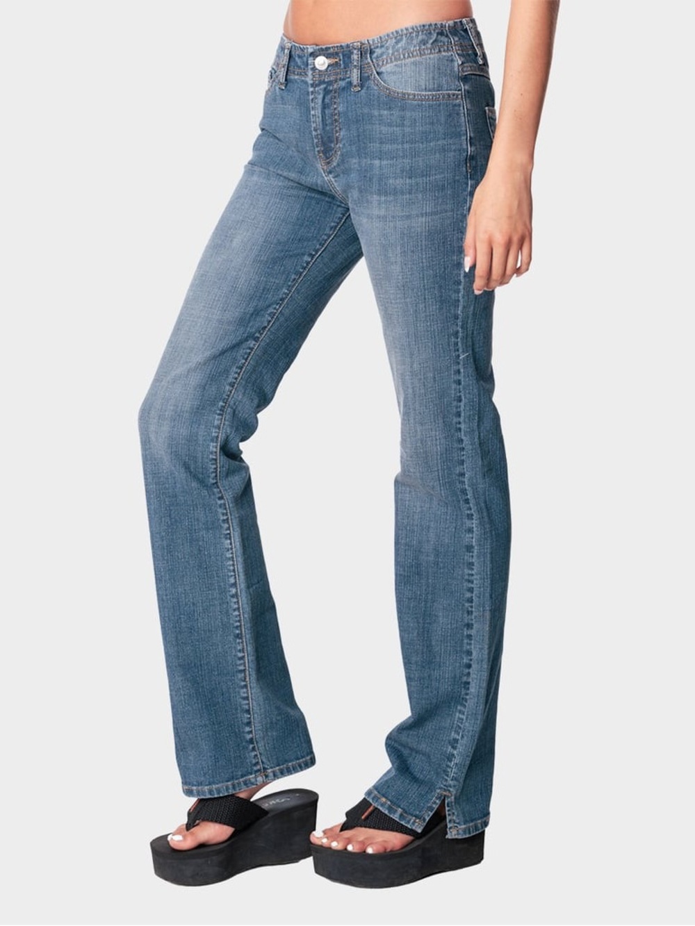 EDIKTED Aubrey Low Rise Straight Leg Jeans S Blue Y2K 90s Denim